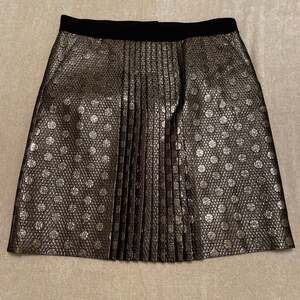 J.Crew Black and Gold Metallic Wool Silk Mini Party Skirt Sz6